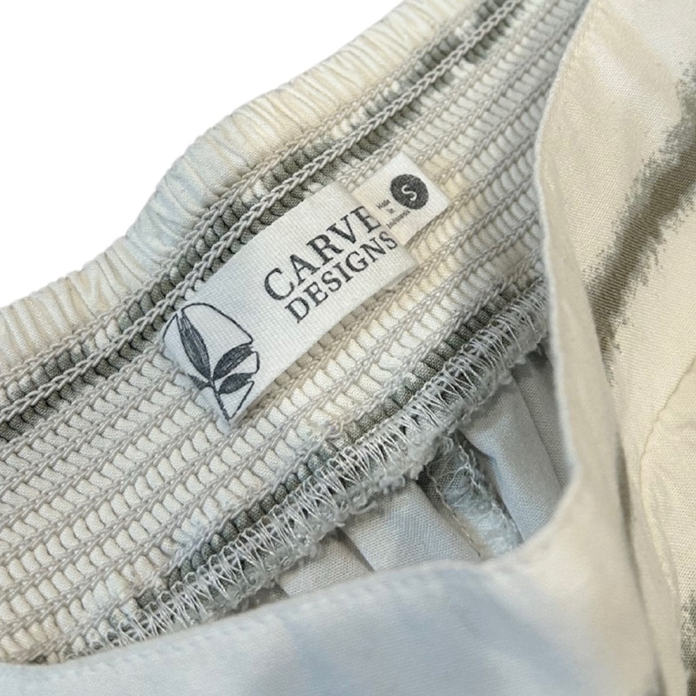 Carve Designs Avery Beach Pants | Cream/Green Tie Dye Stripe | Size Small - Picture 2 of 7